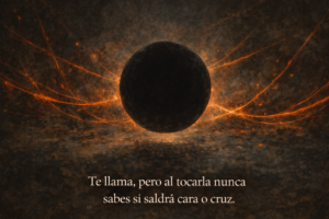 Esfera negra flotante, nodo del espacio-tiempo en la novela Dioses Oscuros.