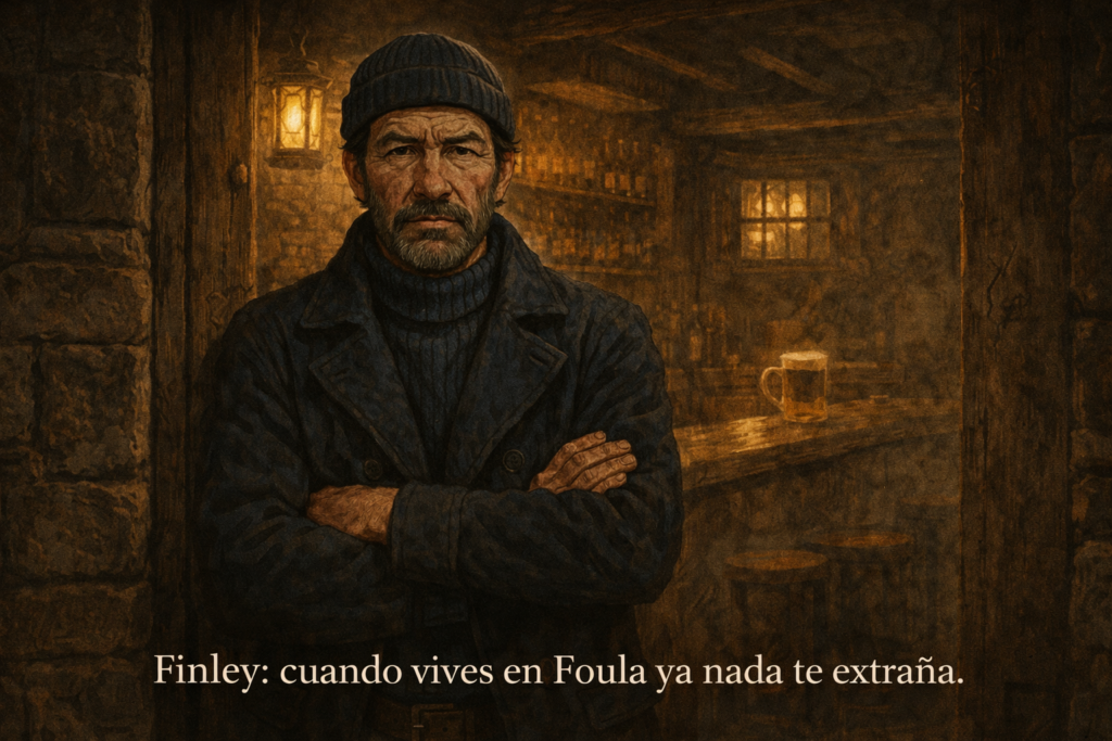 Finley, marinero y tabernero de Foula, uno de los personajes humanos de la novela Dioses Oscuros.