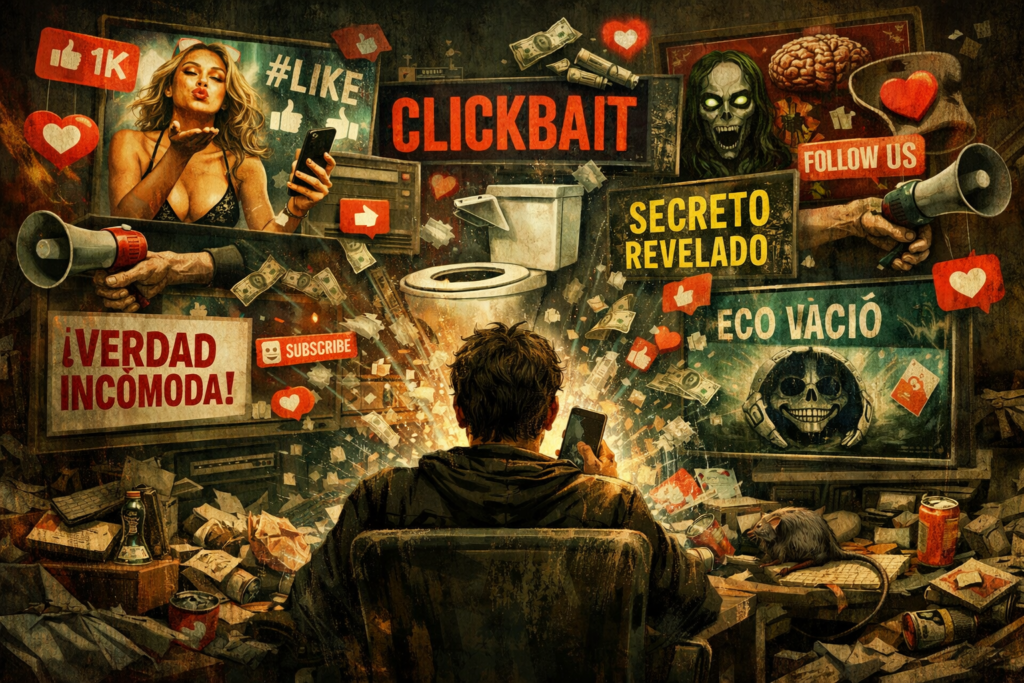 ilustración silueta de persona en un ordenador y textos al fondo